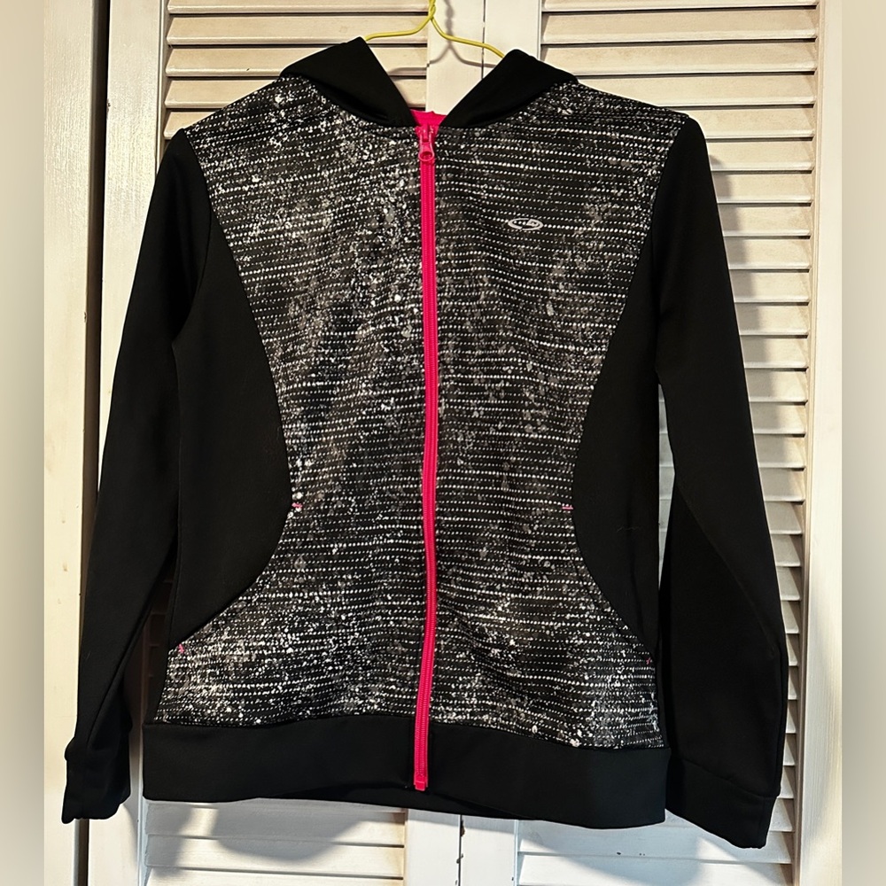 Champion Duo Dry Black Pink Athletic Sports Jacket Girls Size 10-12